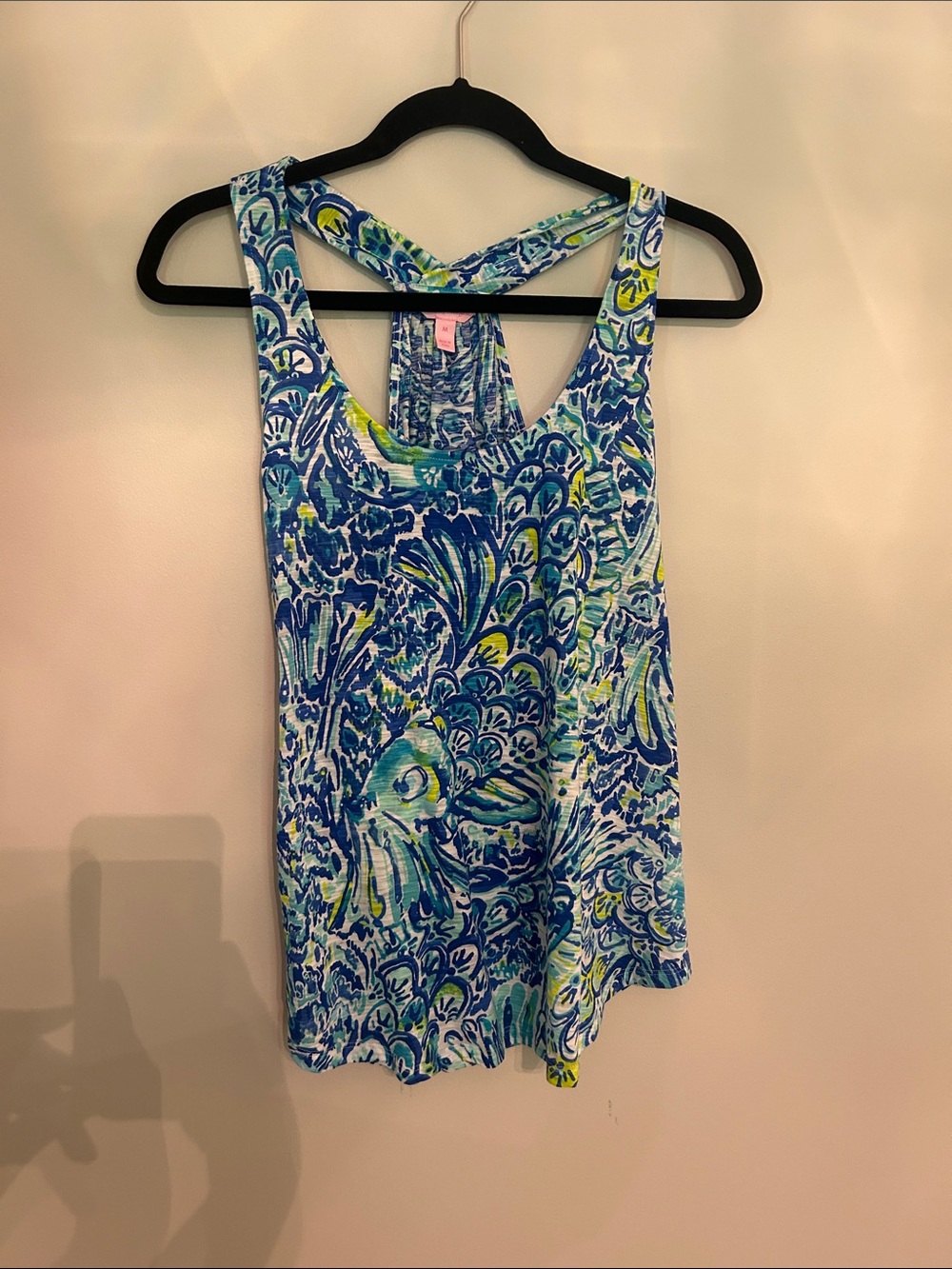Lilly Pulitzer Blue, Green & White Printed Racerback Tank
